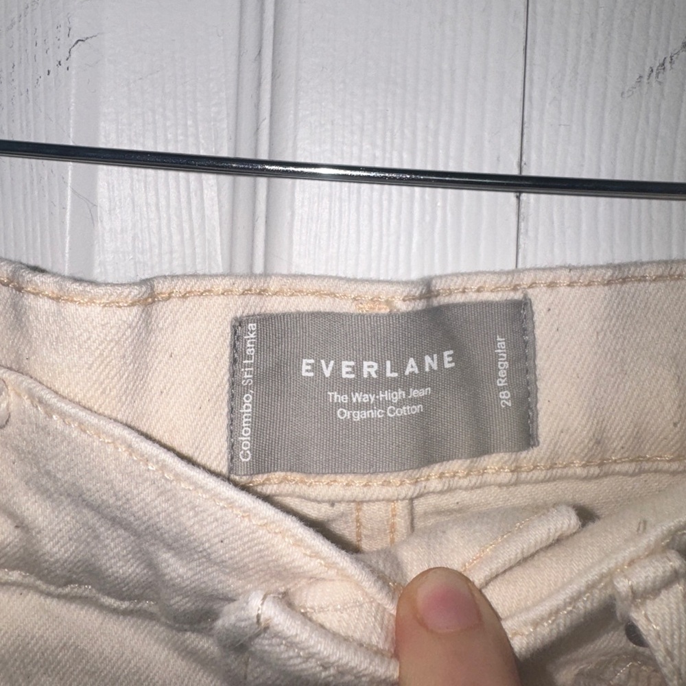 Everlane High-Waist Straight Leg Cream Jeans- Size 28 - Picture 15 of 16